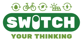 A green and white logo for Switch Your Thinking