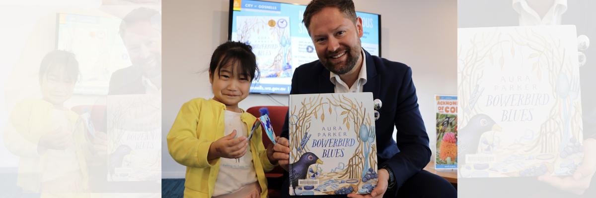 City of Gosnells Deputy Mayor Adam Hort and Sua Kim at Amherst Village Library’s National Simultaneous Storytime event in May.