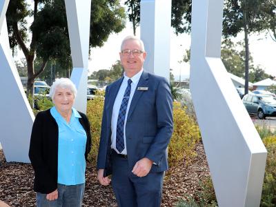 WA Local Government Association competition winner Maxine Lyttle, of Langford, with City of Gosnells Mayor David Goode