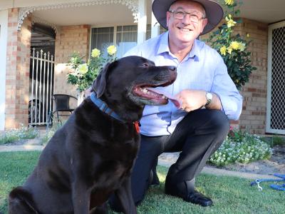 Mayor David Goode with pet dog